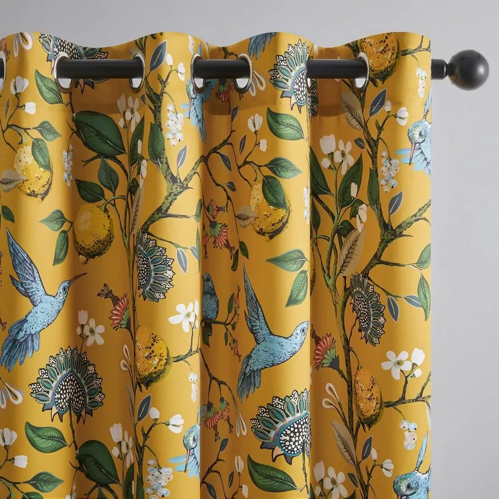 Lemon‎ Hummingbird Curtain 84” Blackout Drape Grandmillennial Anthro Style